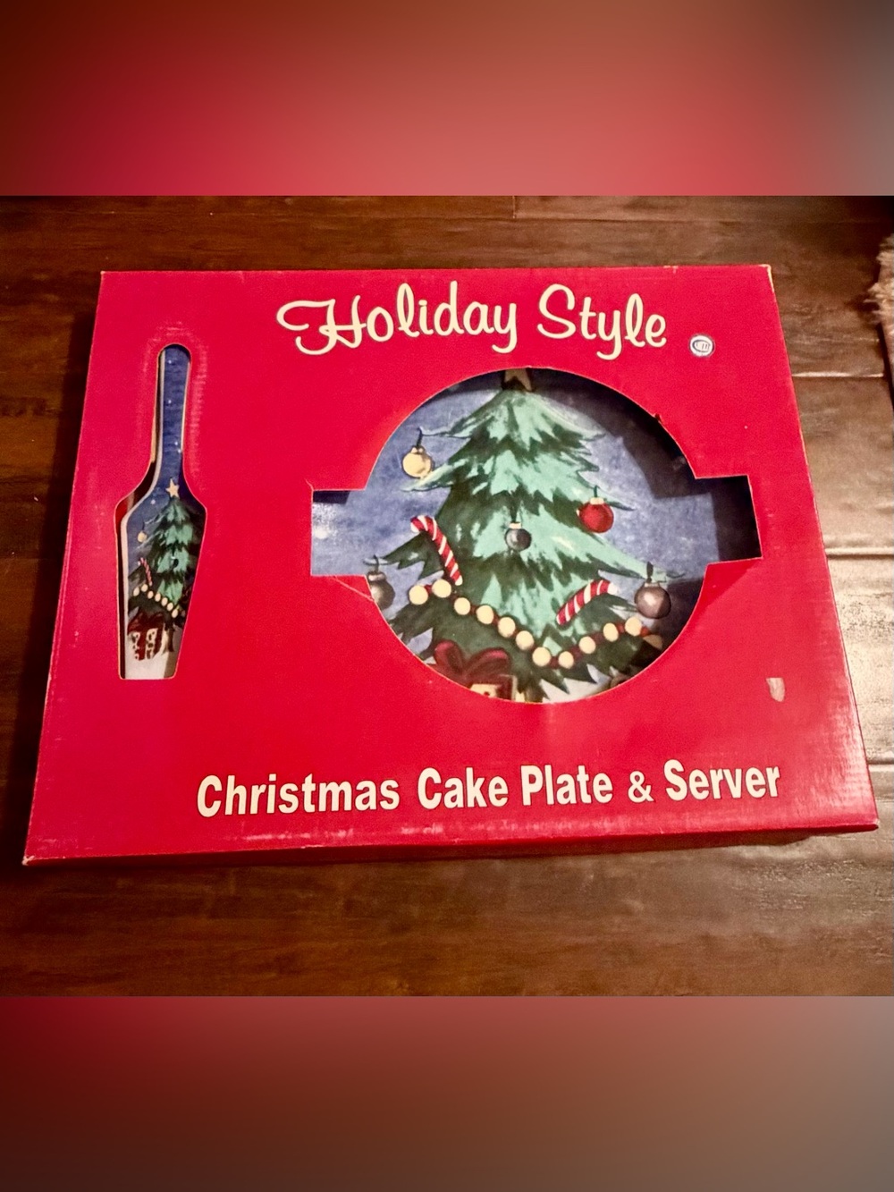 Christmas Cake Plate & Server - Red/Green